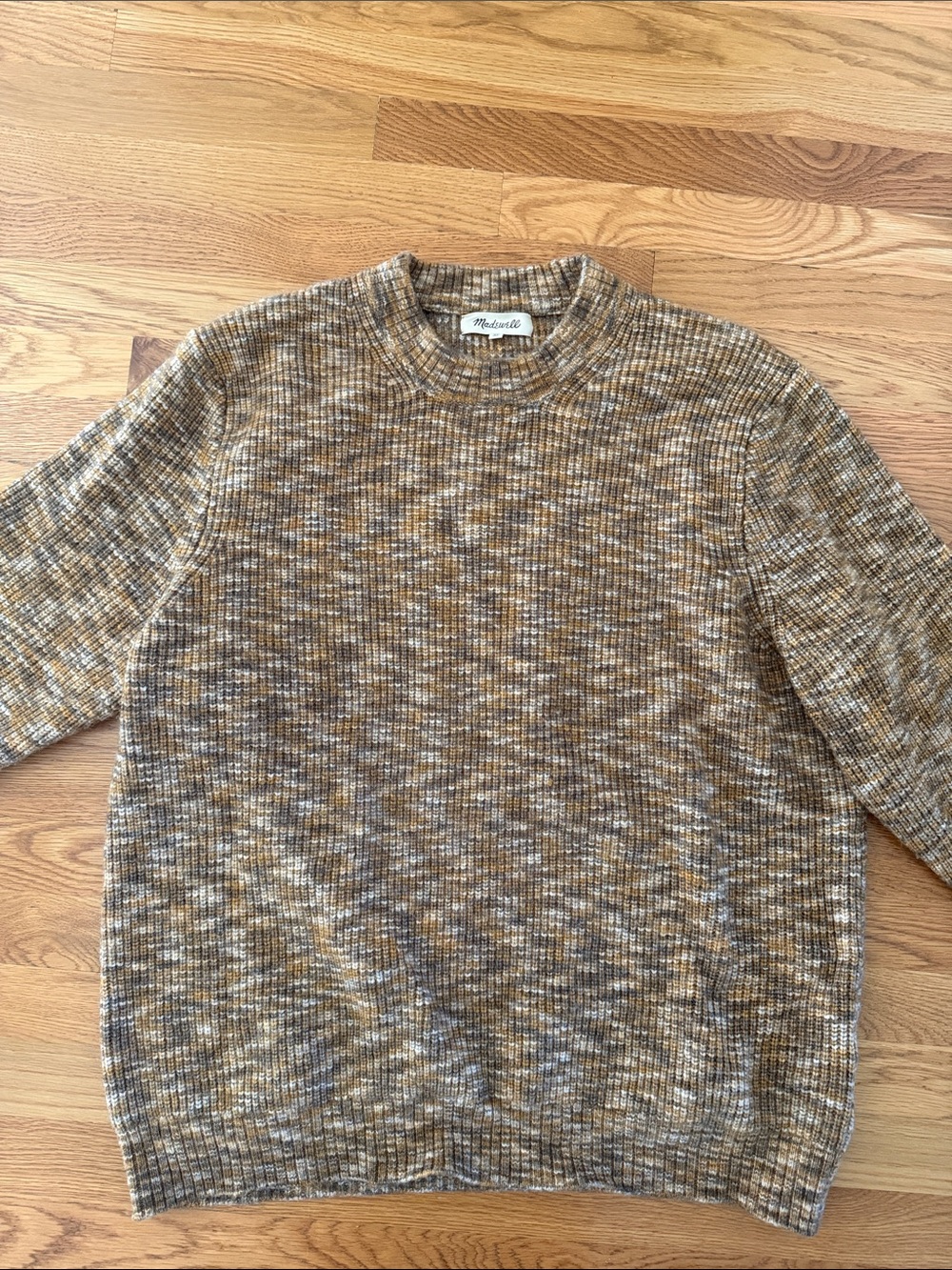 Madewell Men's Brown and Gray Marled Crewneck Sweater